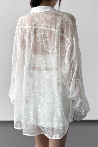 Sheer Floral Button Blouse