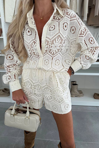 Lace Long-Sleeve Short Set