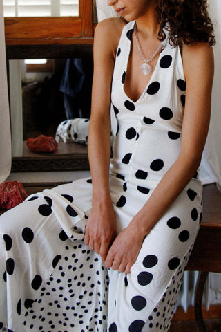 Polka Dot Halter Maxi Dress