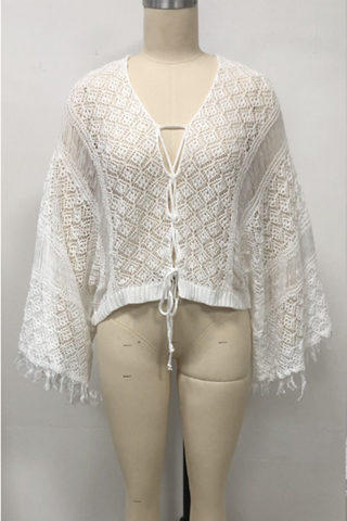 Lace Knit Open-Front Cover-Up