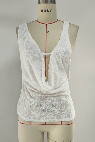 Elegant Draped Lace Tank Top