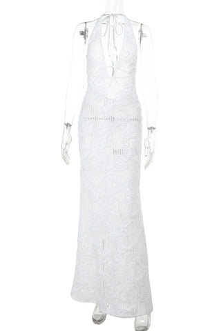 Plunge-Neck Halter Dress