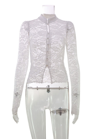 Elegant High-Neck Lace Blouse