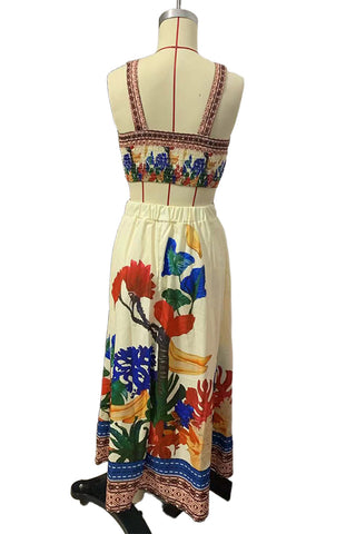 Tropical Crop Top & Maxi Skirt Set
