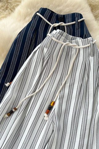 Relaxed Striped Wide-Leg Pants