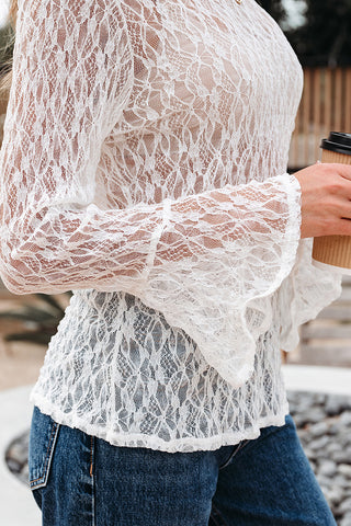 Sheer Lace Long Sleeve Top
