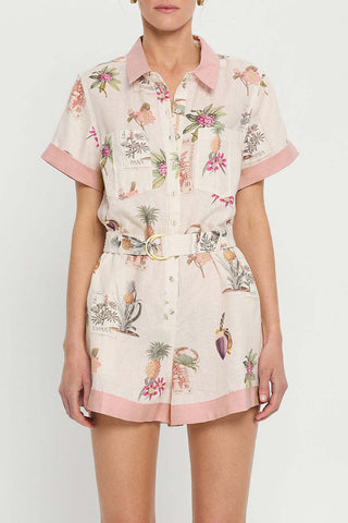 Tropical Floral Button-Front Romper