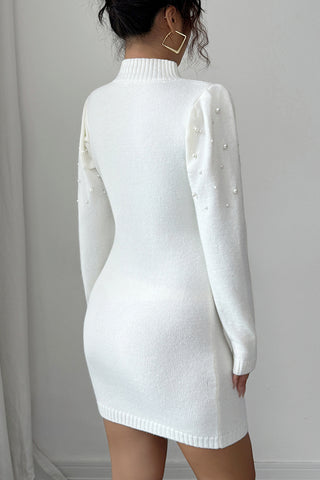 Elegant Pearl-Embellished Casual Dress