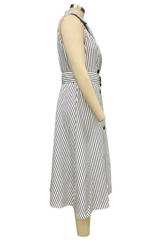 Double-Breasted Stripe Midi Dress
