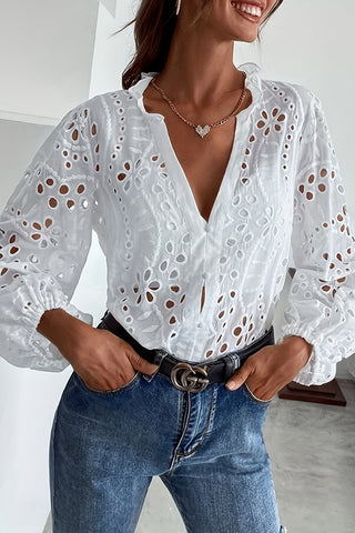 Eyelet Detail Peasant Blouse