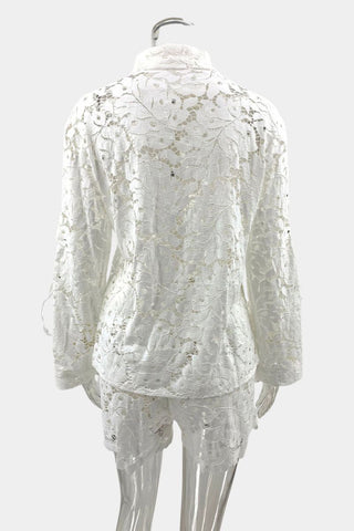 Eyelet Button-Up Short Set