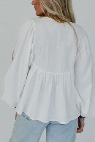 Floral Balloon Sleeve Blouse