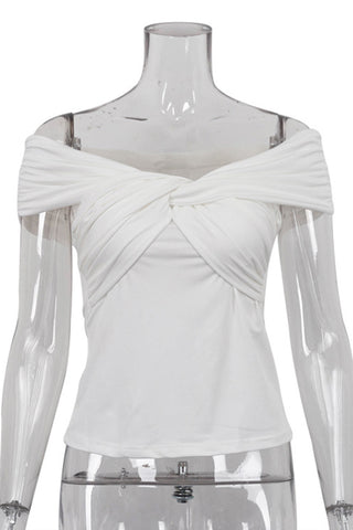 Off-Shoulder Twist Front Blouse