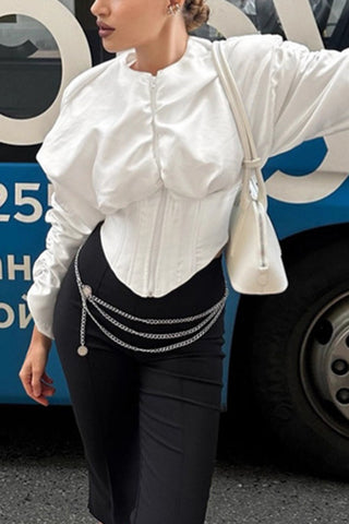 Dramatic Puff Sleeve Corset Blouse