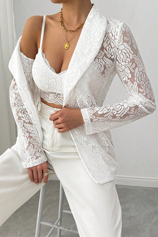 Elegant Lace Blazer and Pants Set