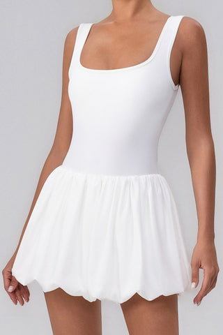 Scoop Neck Casual Bubble Hem Dress