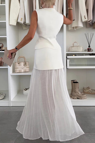 Elegant Button-Detail Skirt Set