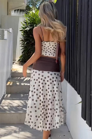 Polka-Dot Sleeveless Skirt Set