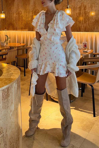Ruffled Floral Mini Dress