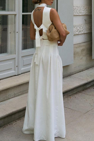 Elegant Two-Piece Sleeveless Skirt Set