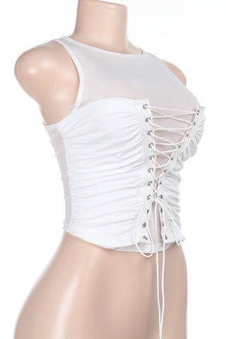 Lace-Up Corset Tank Top