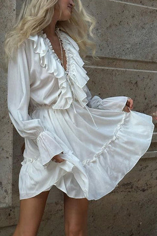 Ruffle-Trim Casual Dress