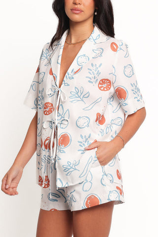 Playful Print Tie-Front Short Set