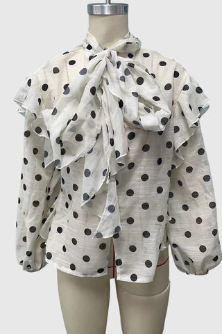 Polka Dot Bow-Tie Blouse