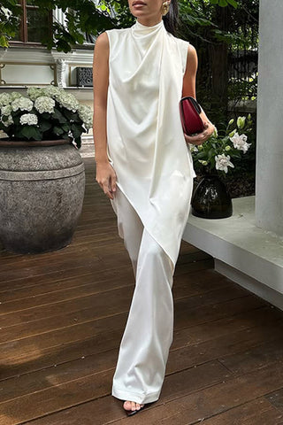 Elegant Asymmetric Sleeveless Set