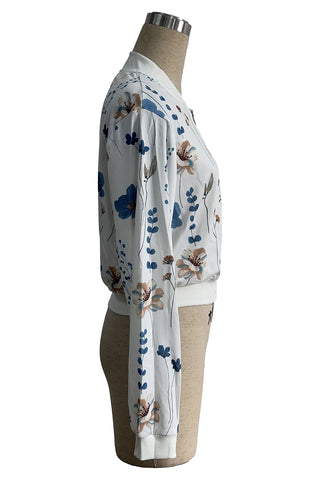 Floral Zip-Up Bomber Jacket
