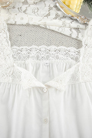 Lace-Trimmed Button-Front Short Set