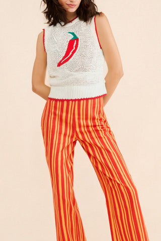 Chili Pepper Knitted Sleeveless Sweater