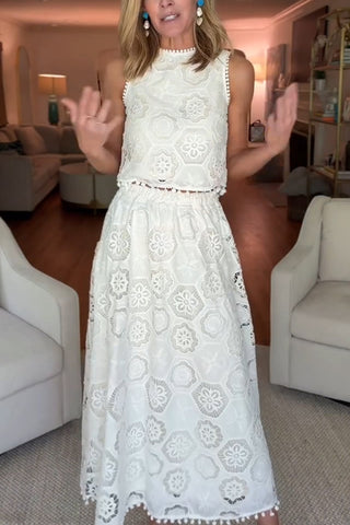 Lace Crop Top and Skirt Set