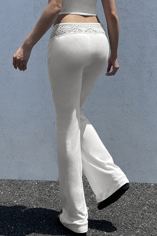 Lace-Trim Flare Casual Pants
