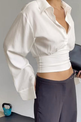 Elegant Collared Long Sleeve Top
