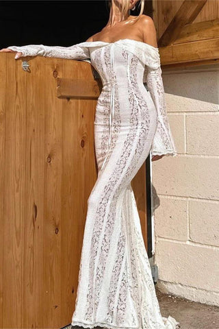 Off-Shoulder Lace Casual Dress