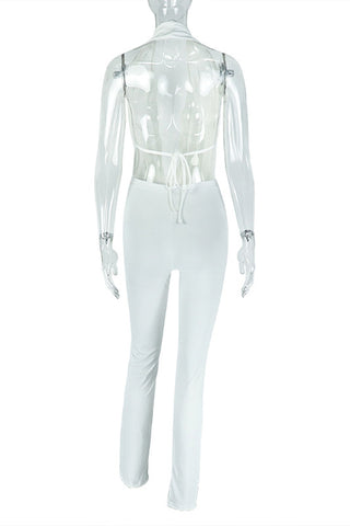 Draped Neck Halter Pants Set