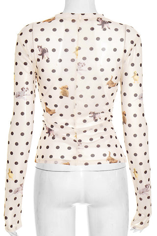 Polka Dot Long Sleeve Blouse