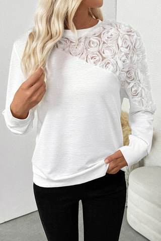 Casual Top with Floral Appliqué