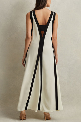 Striped V-Neck Maxi Dress