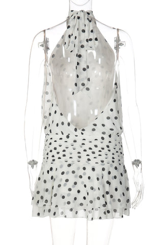 Polka Dot Halter Mini Dress