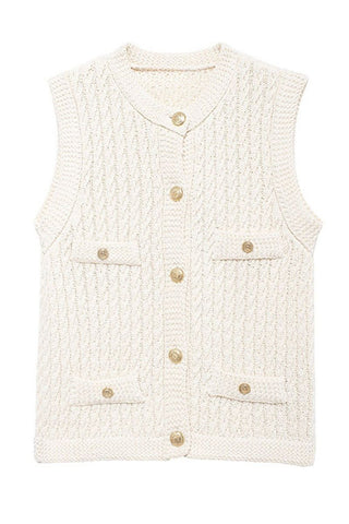 Button-Front Sweater Vest