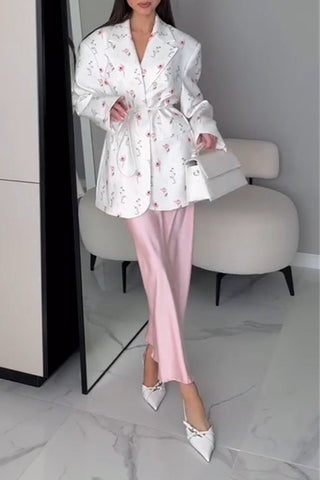 Floral Belted Blazer Jacket