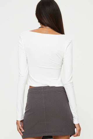 V-Neck Long Sleeve Peplum Blouse