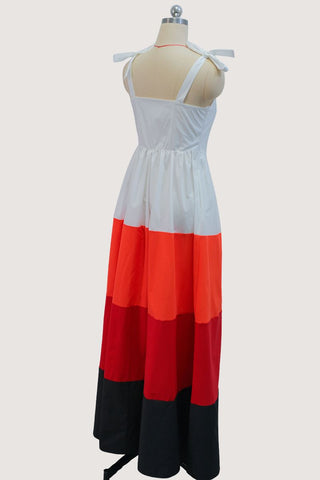 Striped Tie-Strap Casual Maxi Dress