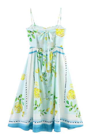 Lemon Print Sundress with Spaghetti Straps