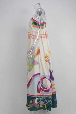 Artistic Print Sundress with Straps