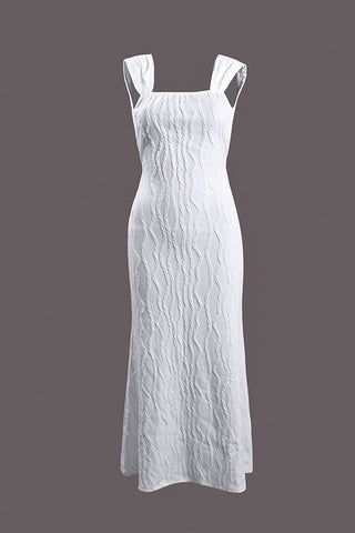 Square-Neck Casual Midi Dress