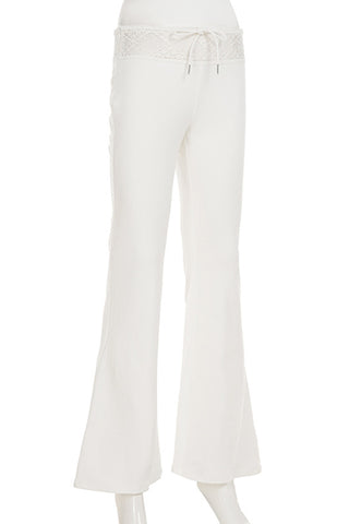 Lace-Trim Flare Casual Pants