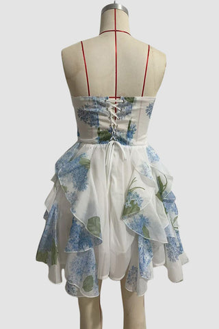 Strapless Floral Casual Dress